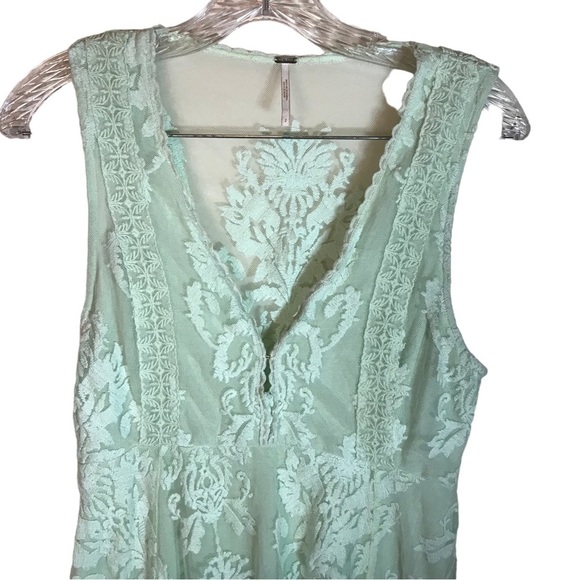Free people women’s reign over me lace mini dress sz 2 green lined skirt - Picture 2 of 14
